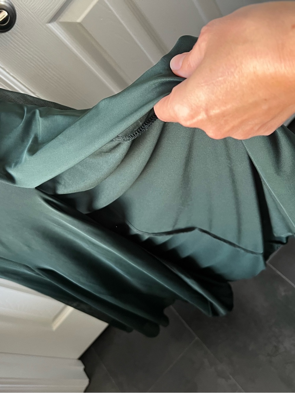Zara Long Tulle Godet Sleeveless Maxi Dress with Side Slit, Dark Green, Size L - Picture 7 of 10